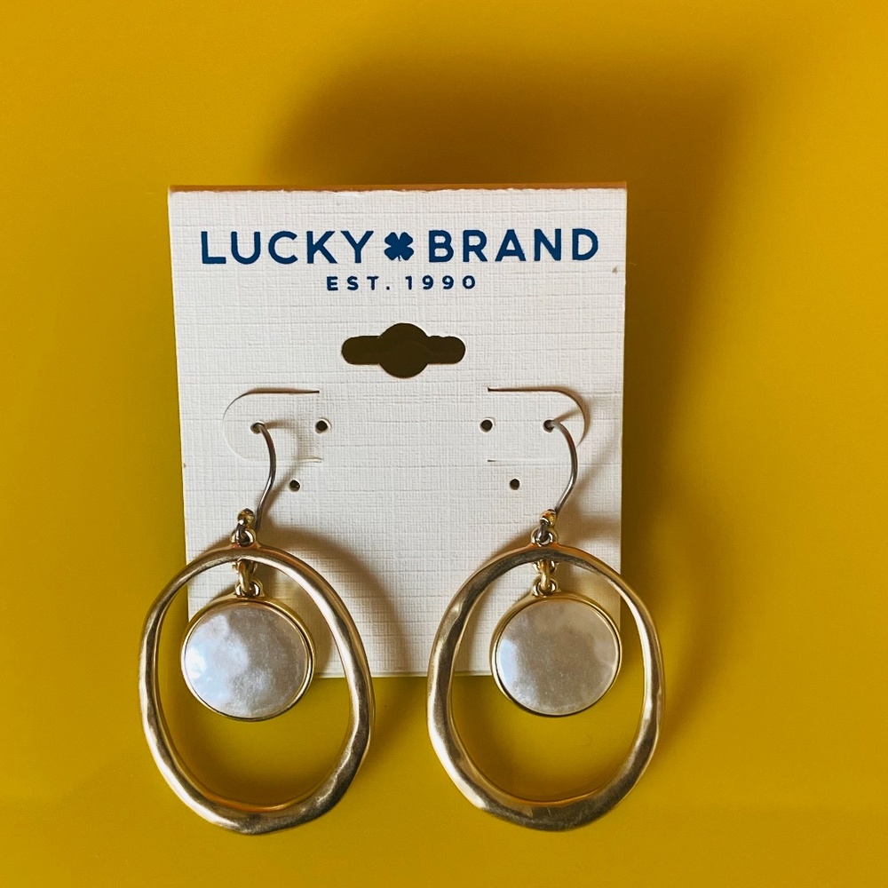 Lucky Brand Pearl Beaded Enamel Charm Earrings - Picture 3 of 4